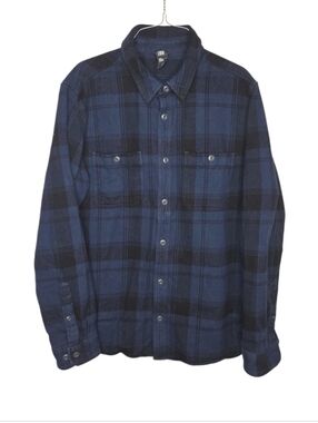 Mountain Hardwear Men's Plusher Heavy Flannel Blue Black Shirt Jacket Size L